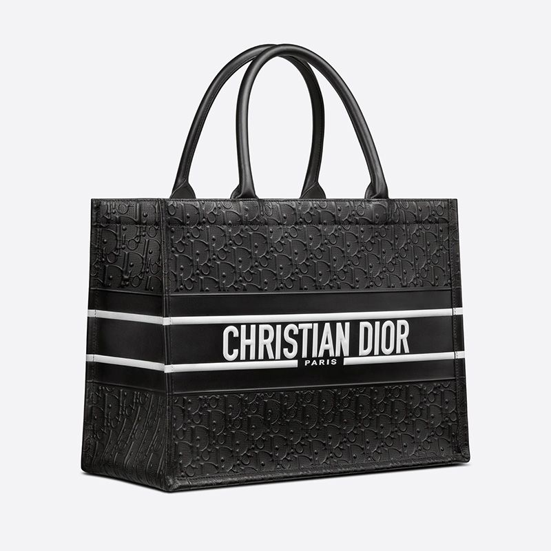 Dior Book Tote Oblique Embossed Calfskin Black/White - Image 2