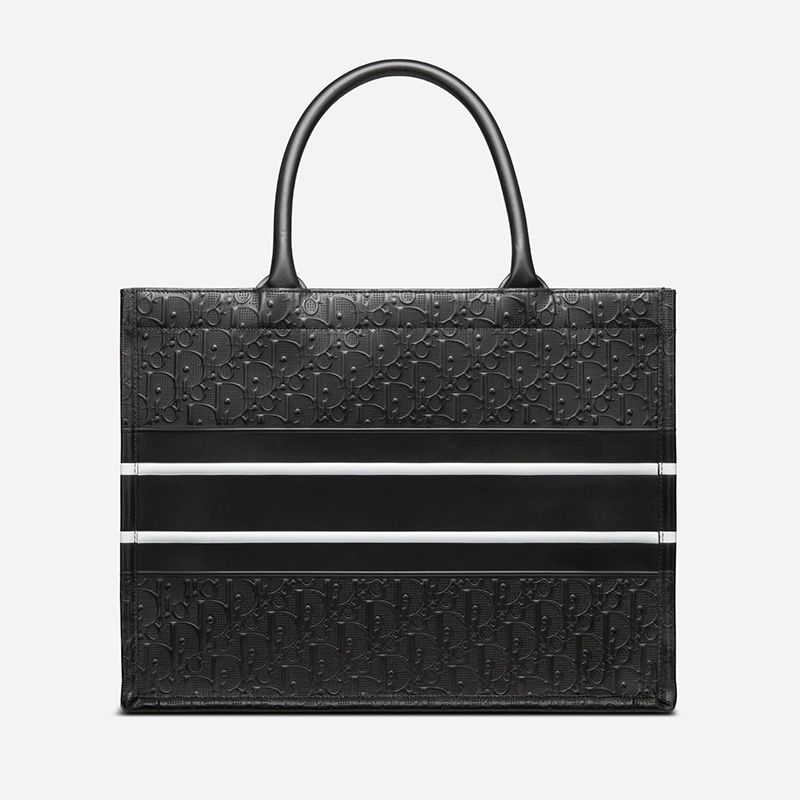 Dior Book Tote Oblique Embossed Calfskin Black/White - Image 3