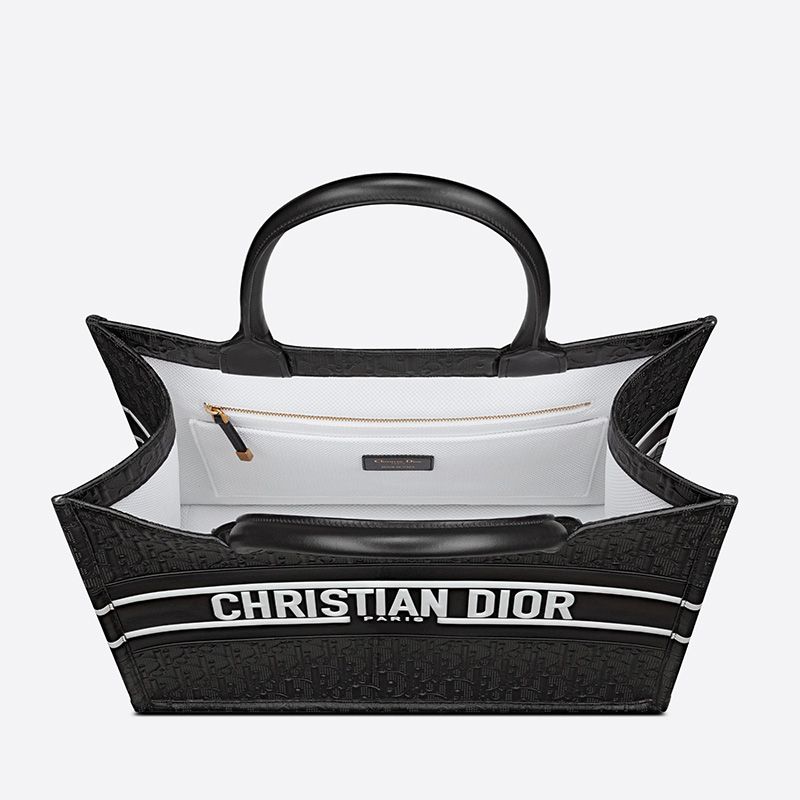Dior Book Tote Oblique Embossed Calfskin Black/White - Image 4