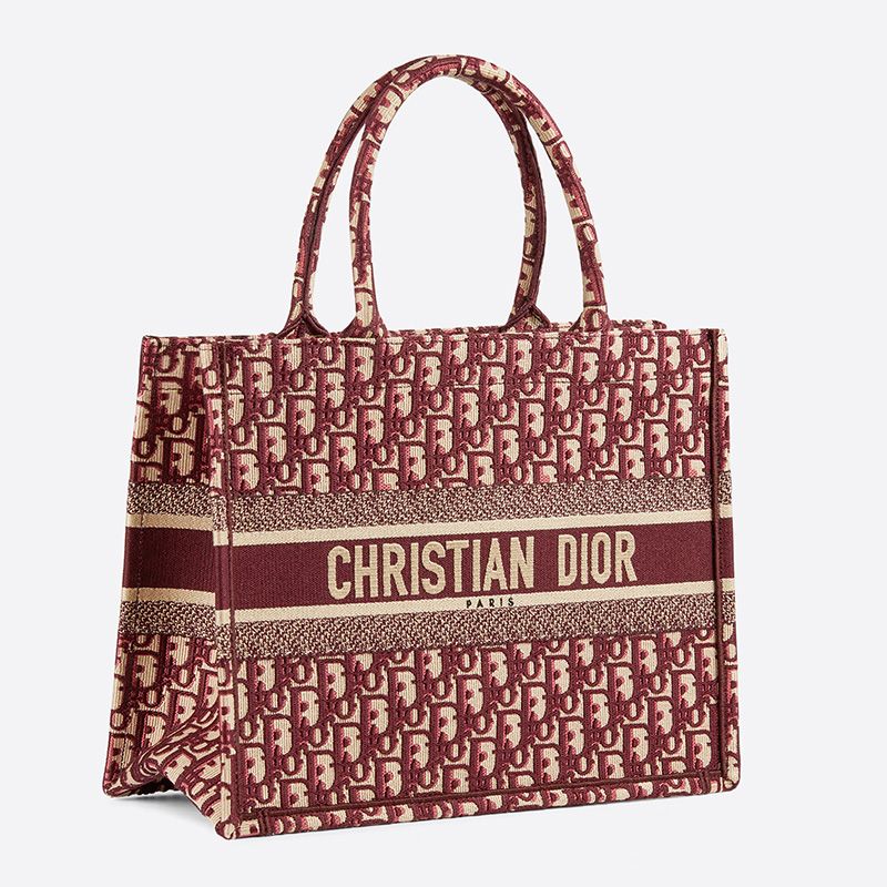 Dior Book Tote In Oblique Motif Canvas Burgundy - Image 2