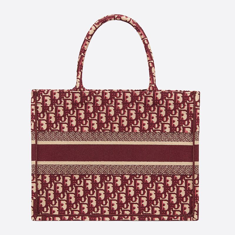 Dior Book Tote In Oblique Motif Canvas Burgundy - Image 3