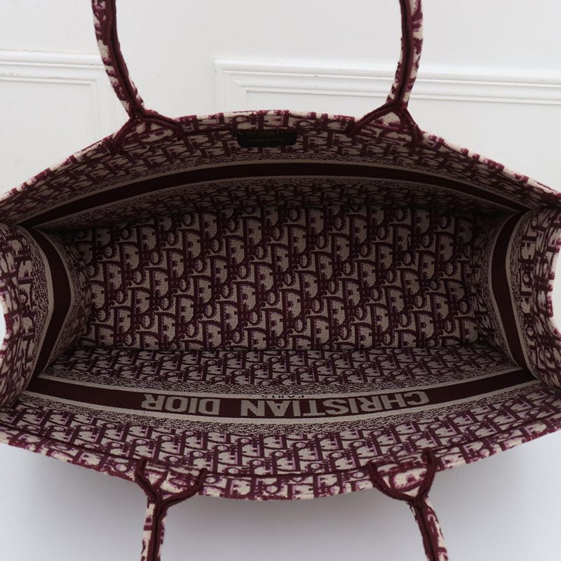 Dior Book Tote In Oblique Motif Canvas Burgundy - Image 4