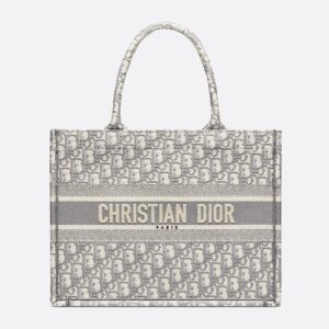 Dior Book Tote In Oblique Motif Canvas Grey