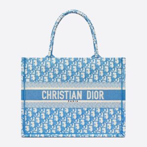 Dior Book Tote In Oblique Motif Canvas Light Blue