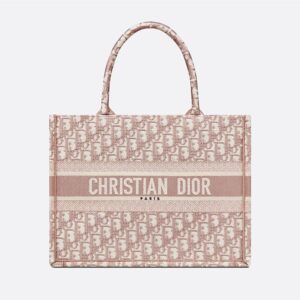 Dior Book Tote In Oblique Motif Canvas Pink