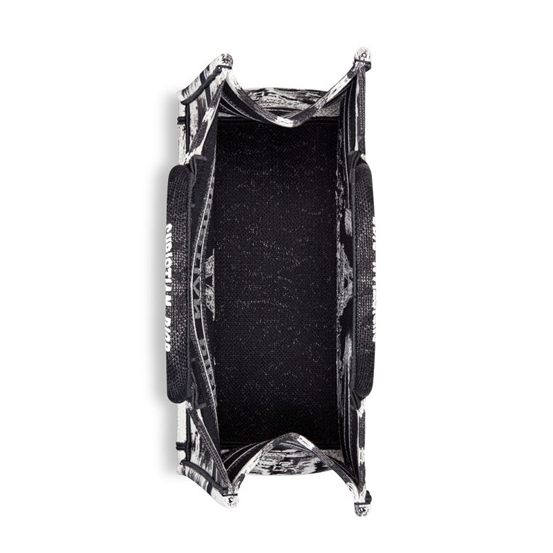 Dior Book Tote In Paris Eiffel Tower Motif Canvas Black - Image 4