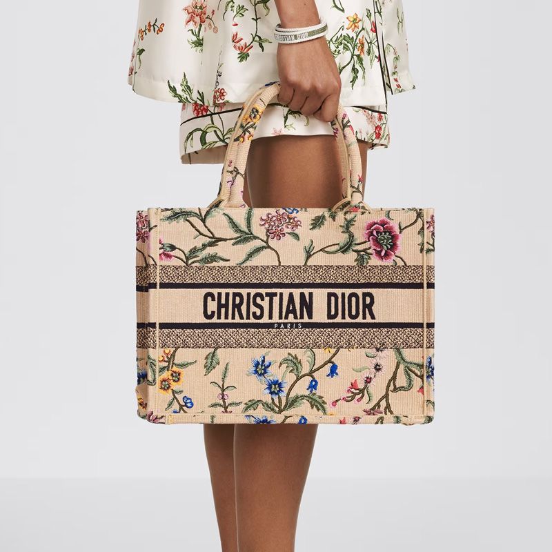 Dior Book Tote Petites Fleurs Motif Canvas Beige - Image 5