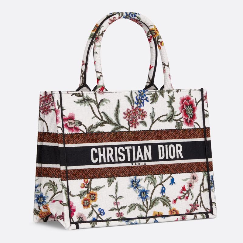 Dior Book Tote Petites Fleurs Motif Canvas White - Image 2