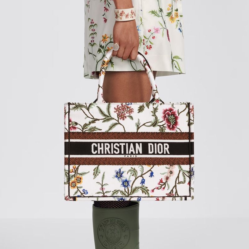 Dior Book Tote Petites Fleurs Motif Canvas White - Image 5
