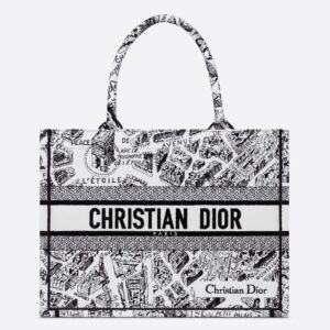 Dior Book Tote In Plan de Paris Motif Canvas White