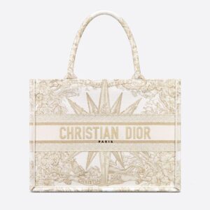 Dior Book Tote In Reve d'Infini Motif Canvas White