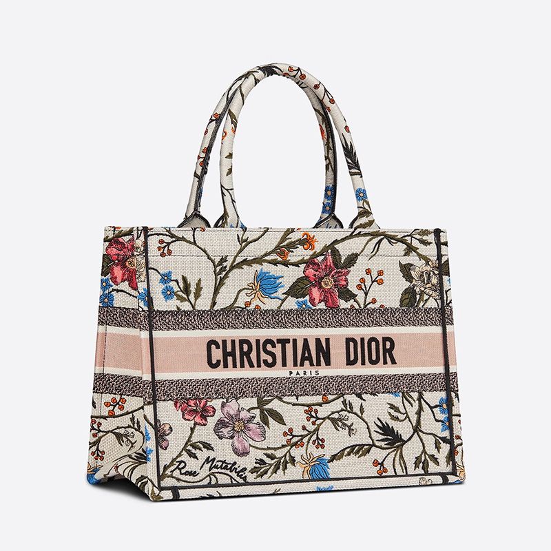Dior Book Tote In Rosa Mutabilis Motif Canvas White - Image 2