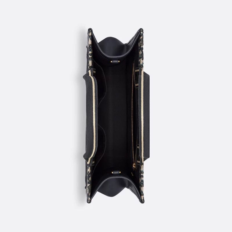 Dior Book Tote with Strap In Oblique Motif Canvas and Calfskin Blue - Image 4