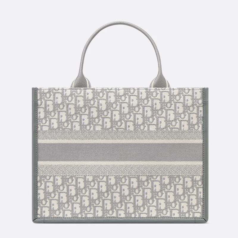 Dior Book Tote with Strap In Oblique Motif Canvas and Calfskin Grey - Image 2