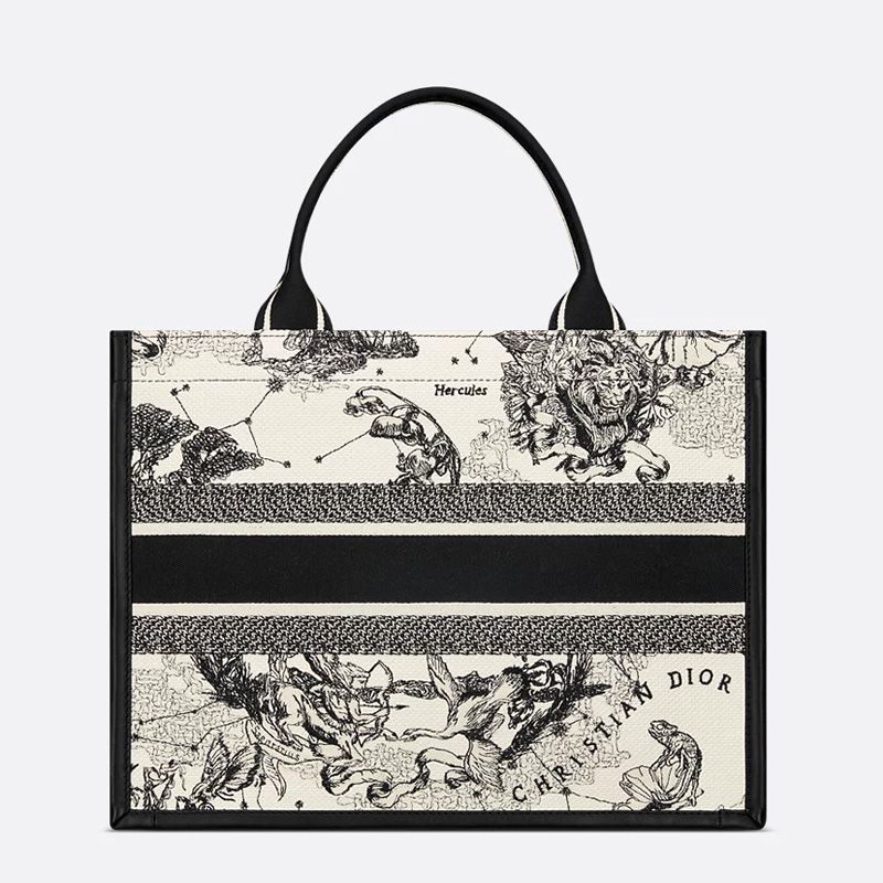 Dior Book Tote with Strap In Toile de Jouy Zodiac Motif Canvas and Calfskin White - Image 2