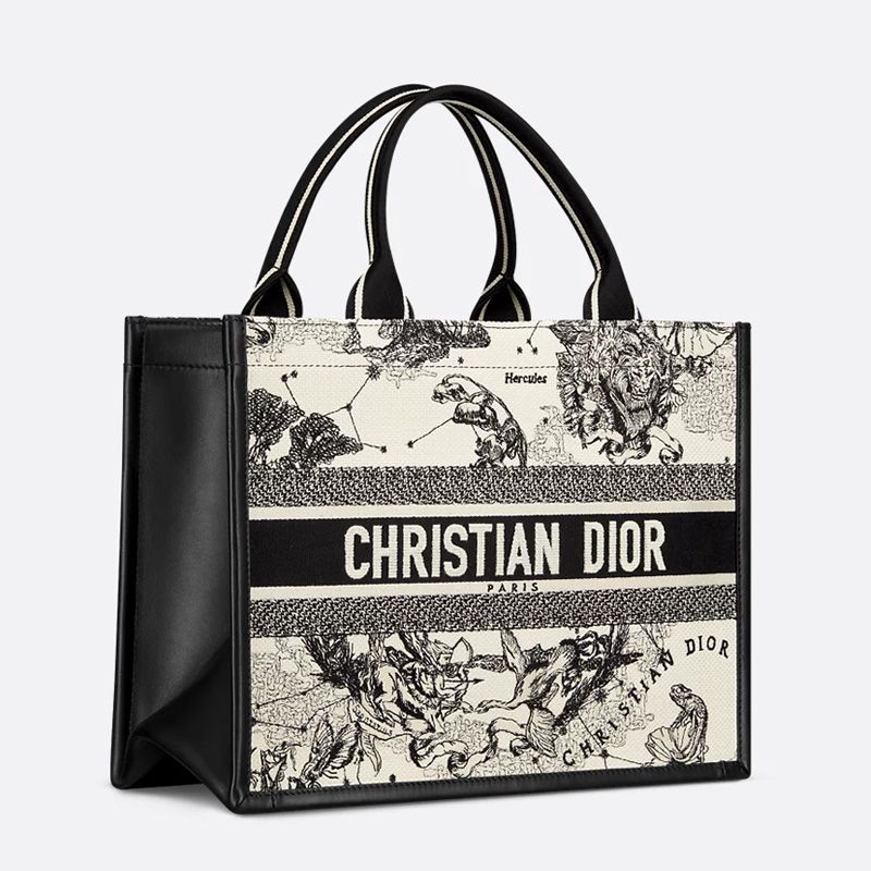 Dior Book Tote with Strap In Toile de Jouy Zodiac Motif Canvas and Calfskin White - Image 3
