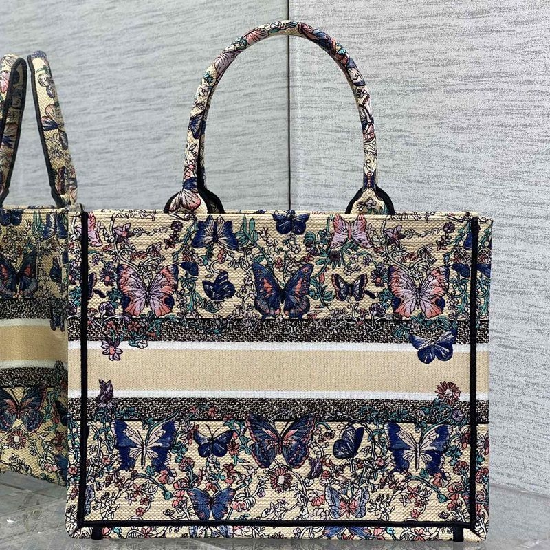 Dior Book Tote In Toile De Jouy Papillon Motif Canvas Beige - Image 2