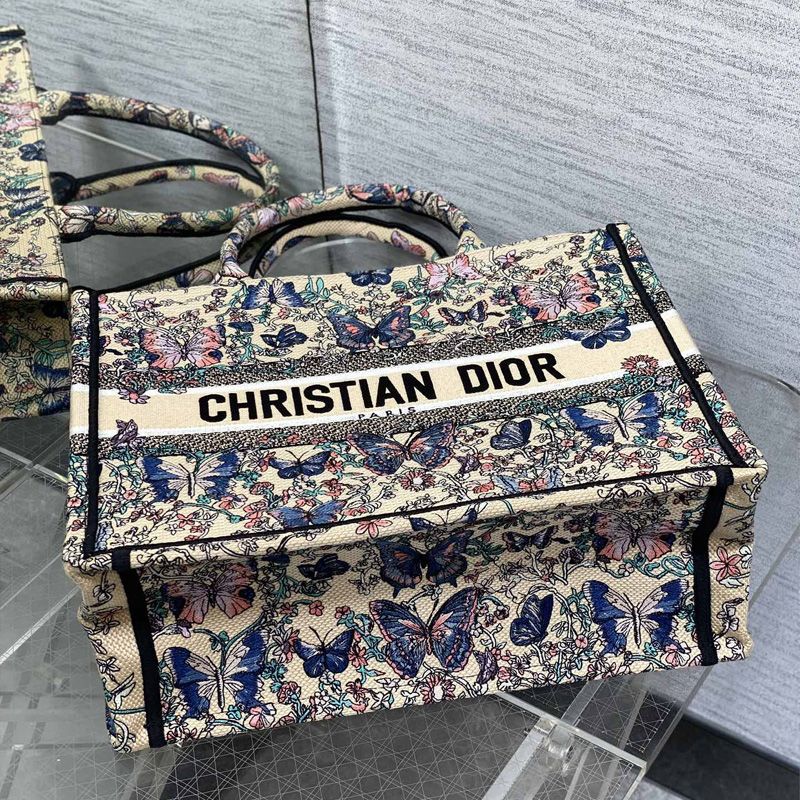 Dior Book Tote In Toile De Jouy Papillon Motif Canvas Beige - Image 3