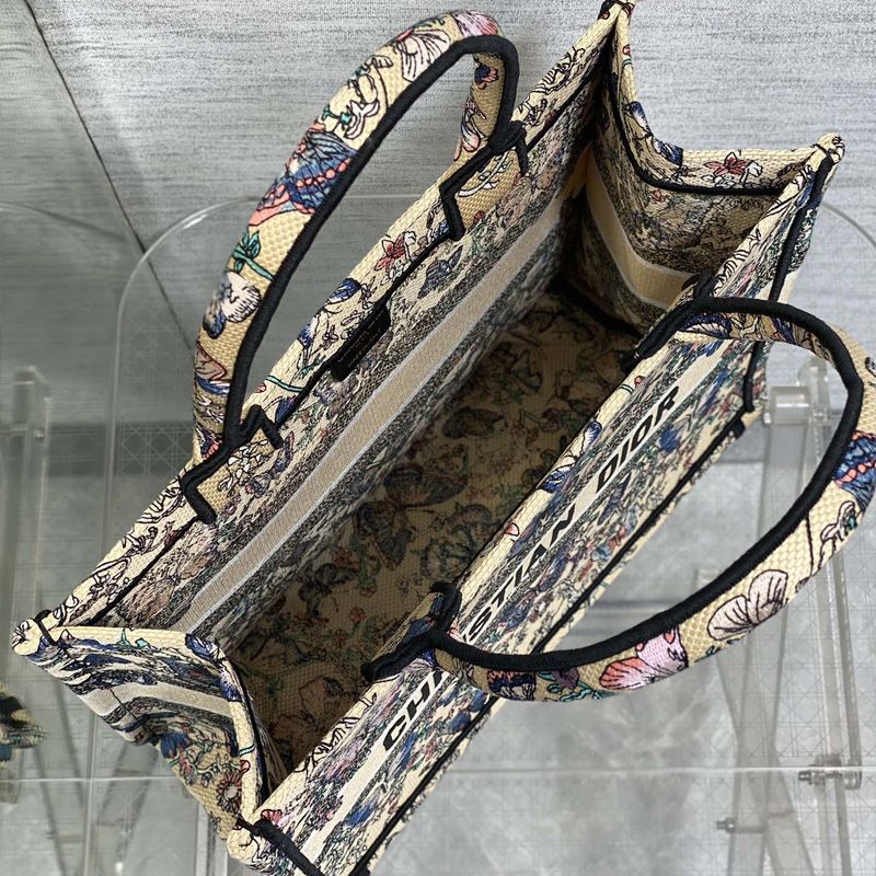 Dior Book Tote In Toile De Jouy Papillon Motif Canvas Beige - Image 4