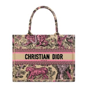 Dior Book Tote In Toile de Jouy Sauvage Motif Canvas Beige/Pink