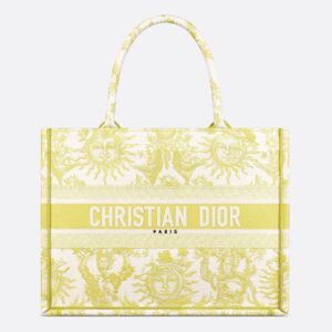 Dior Book Tote In Toile de Jouy Soleil Motif Canvas Lemon