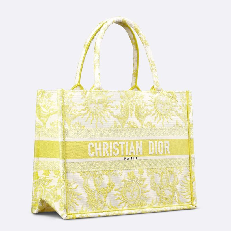 Dior Book Tote In Toile de Jouy Soleil Motif Canvas Lemon - Image 2