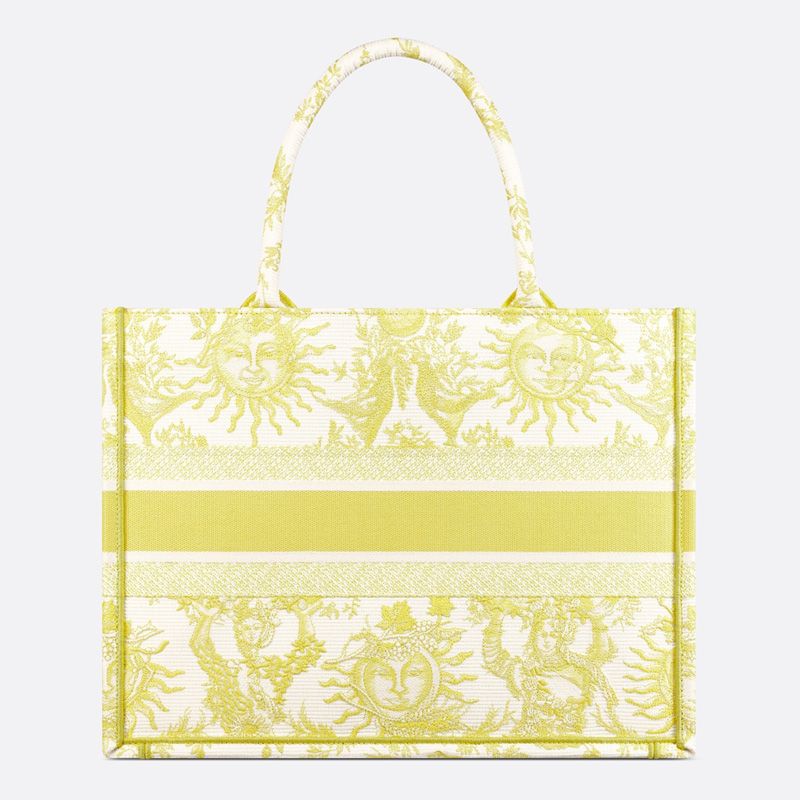 Dior Book Tote In Toile de Jouy Soleil Motif Canvas Lemon - Image 3