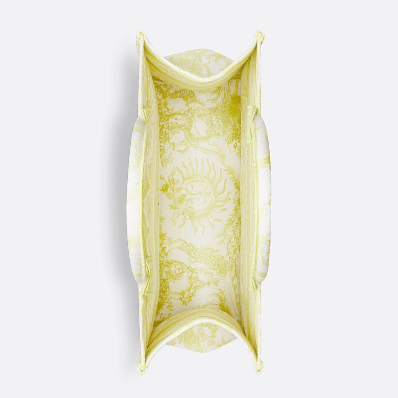 Dior Book Tote In Toile de Jouy Soleil Motif Canvas Lemon - Image 4