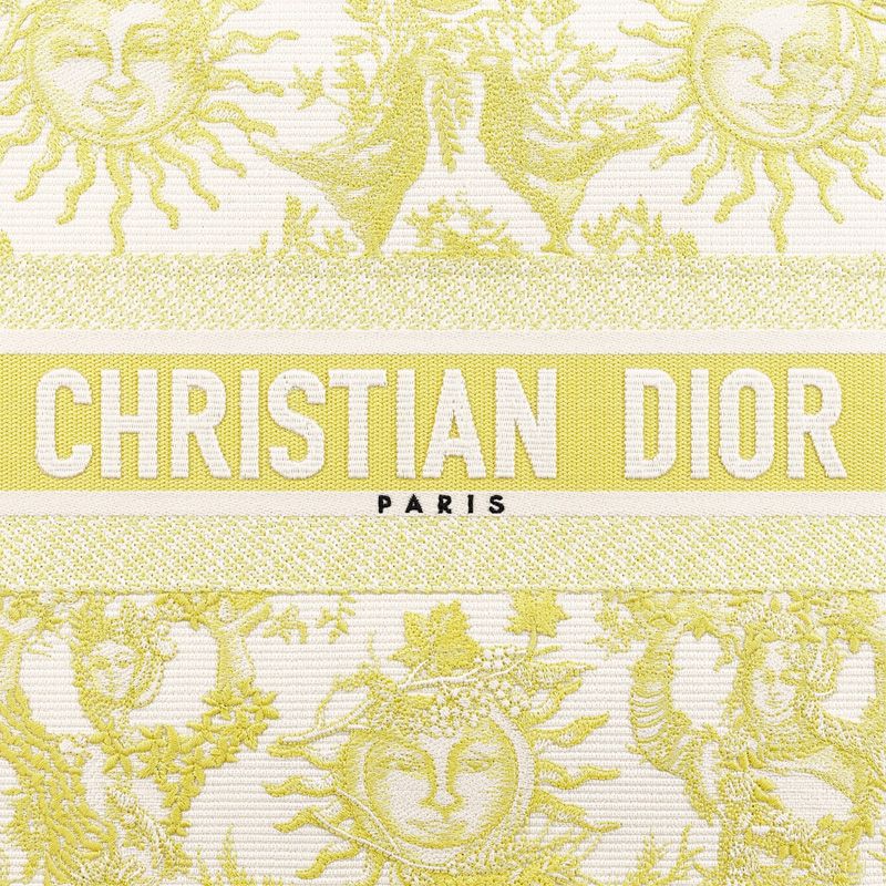 Dior Book Tote In Toile de Jouy Soleil Motif Canvas Lemon - Image 5