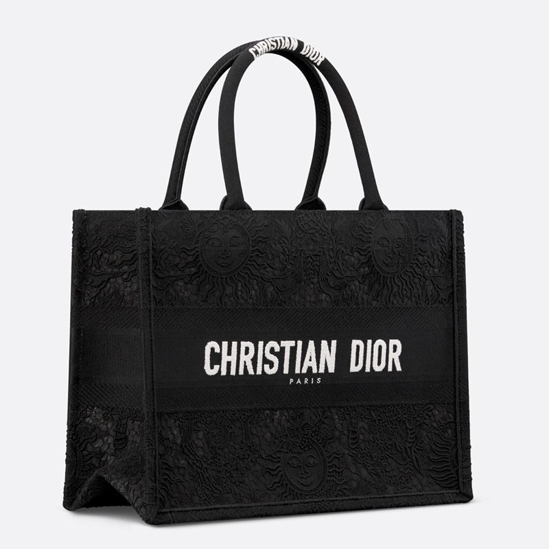 Dior Book Tote In Toile de Jouy Soleil Motif Macrame Black - Image 2