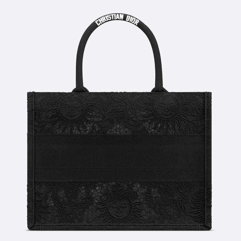 Dior Book Tote In Toile de Jouy Soleil Motif Macrame Black - Image 3