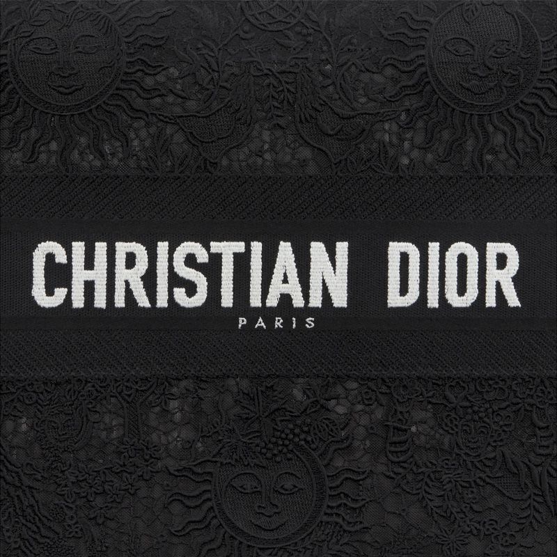 Dior Book Tote In Toile de Jouy Soleil Motif Macrame Black - Image 5