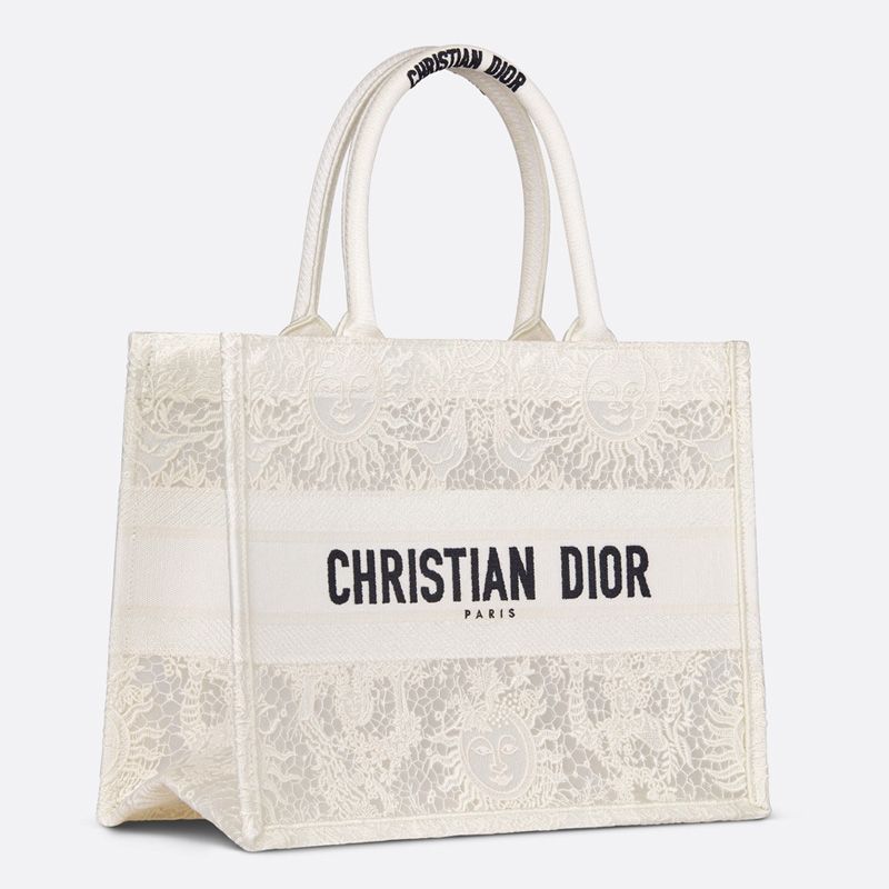Dior Book Tote In Toile de Jouy Soleil Motif Macrame White - Image 2
