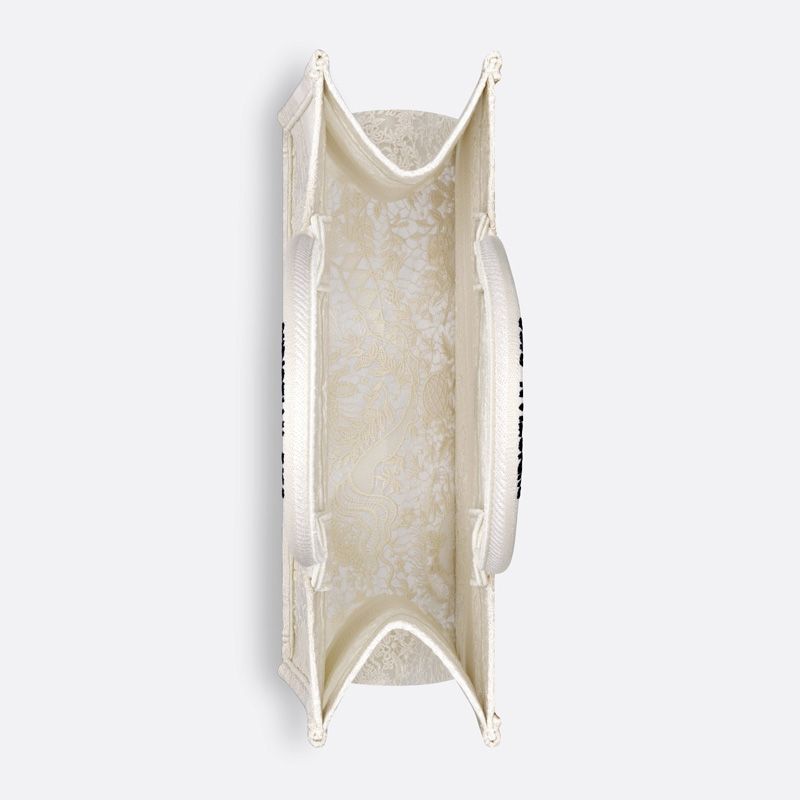 Dior Book Tote In Toile de Jouy Soleil Motif Macrame White - Image 4