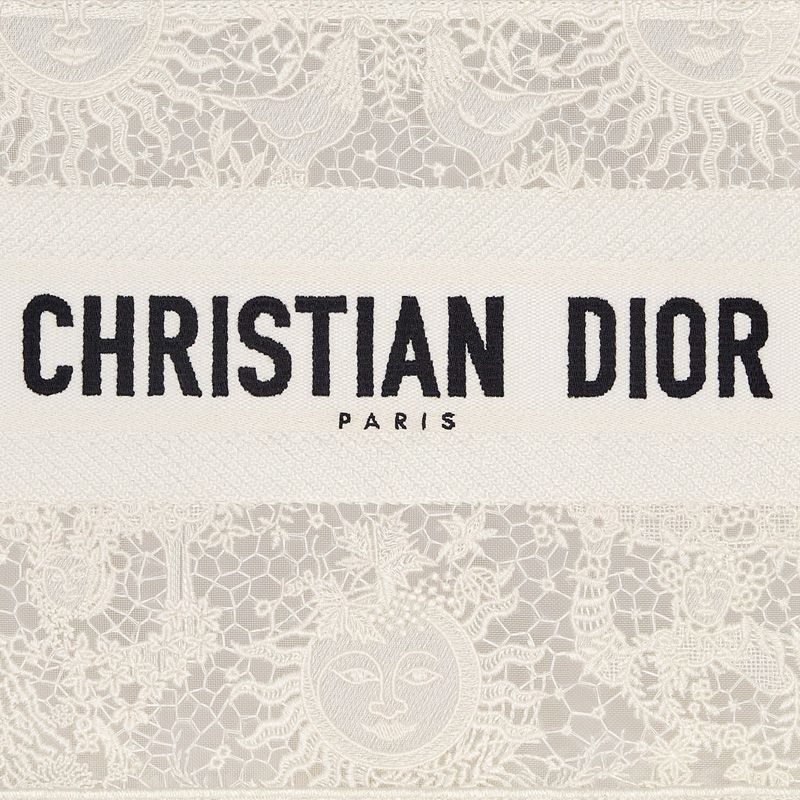 Dior Book Tote In Toile de Jouy Soleil Motif Macrame White - Image 5