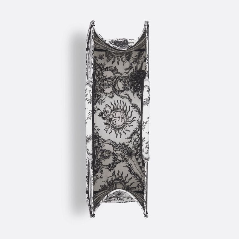 Dior Book Tote In Toile de Jouy Soleil Motif Canvas White/Black - Image 4