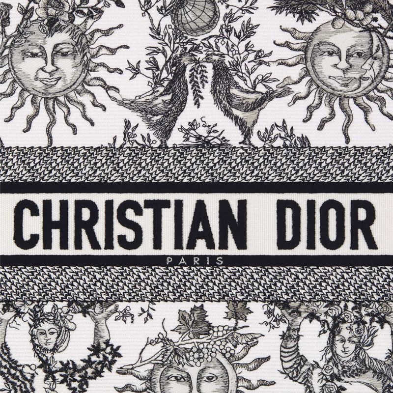 Dior Book Tote In Toile de Jouy Soleil Motif Canvas White/Black - Image 5