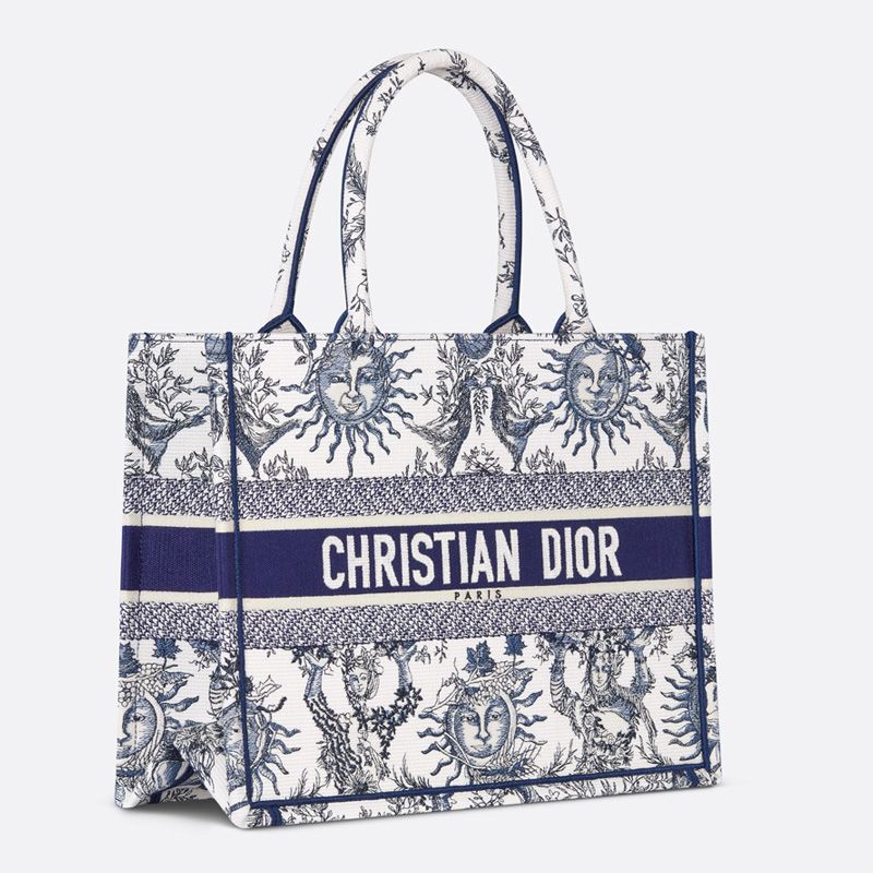 Dior Book Tote In Toile de Jouy Soleil Motif Canvas White/Blue - Image 2