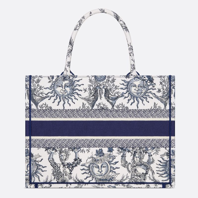 Dior Book Tote In Toile de Jouy Soleil Motif Canvas White/Blue - Image 3