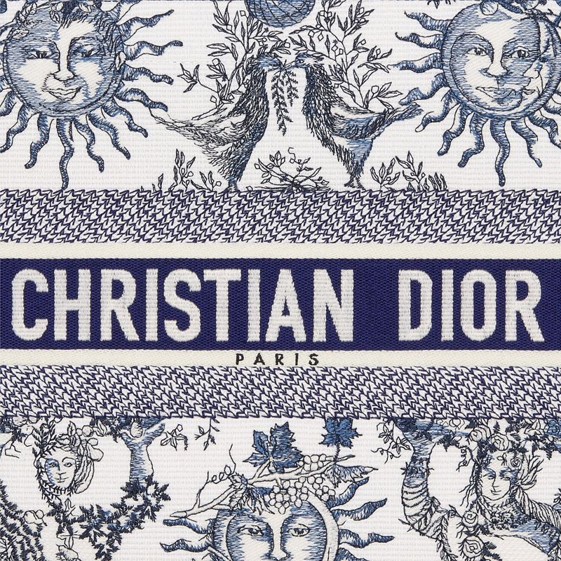 Dior Book Tote In Toile de Jouy Soleil Motif Canvas White/Blue - Image 5