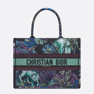 Dior Book Tote In Toile De Jouy Voyage Motif Canvas Blue