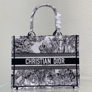 Dior Book Tote In Toile De Jouy Voyage Motif Canvas White