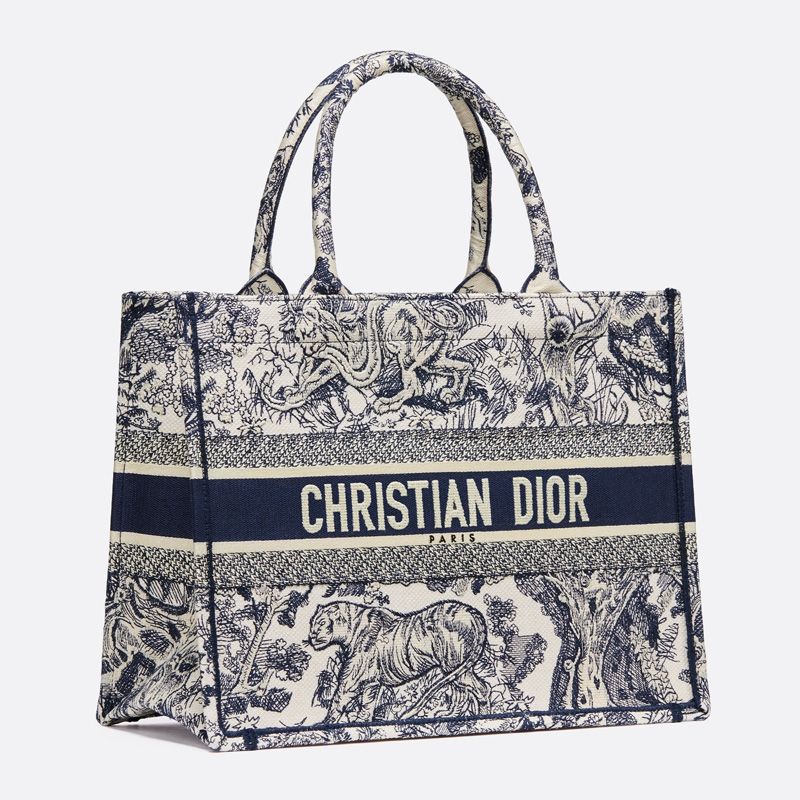 Dior Book Tote In Toile De Jouy Motif Canvas Blue - Image 2