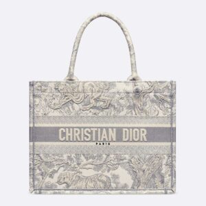 Dior Book Tote In Toile De Jouy Motif Canvas Grey