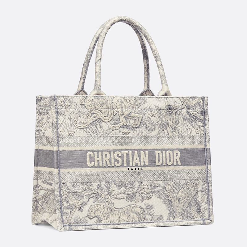 Dior Book Tote In Toile De Jouy Motif Canvas Grey - Image 2