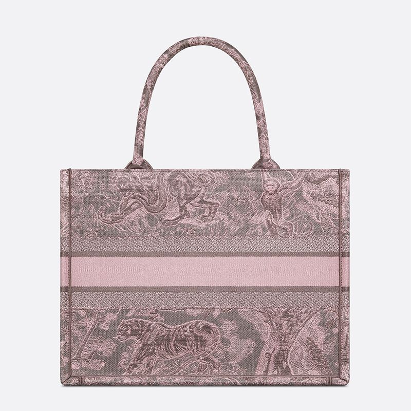 Dior Book Tote In Toile De Jouy Motif Canvas Grey Pink - Image 2