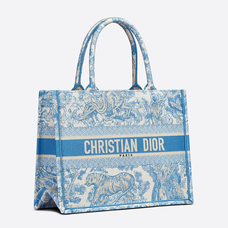 Dior Book Tote In Toile De Jouy Motif Canvas Light Blue - Image 2
