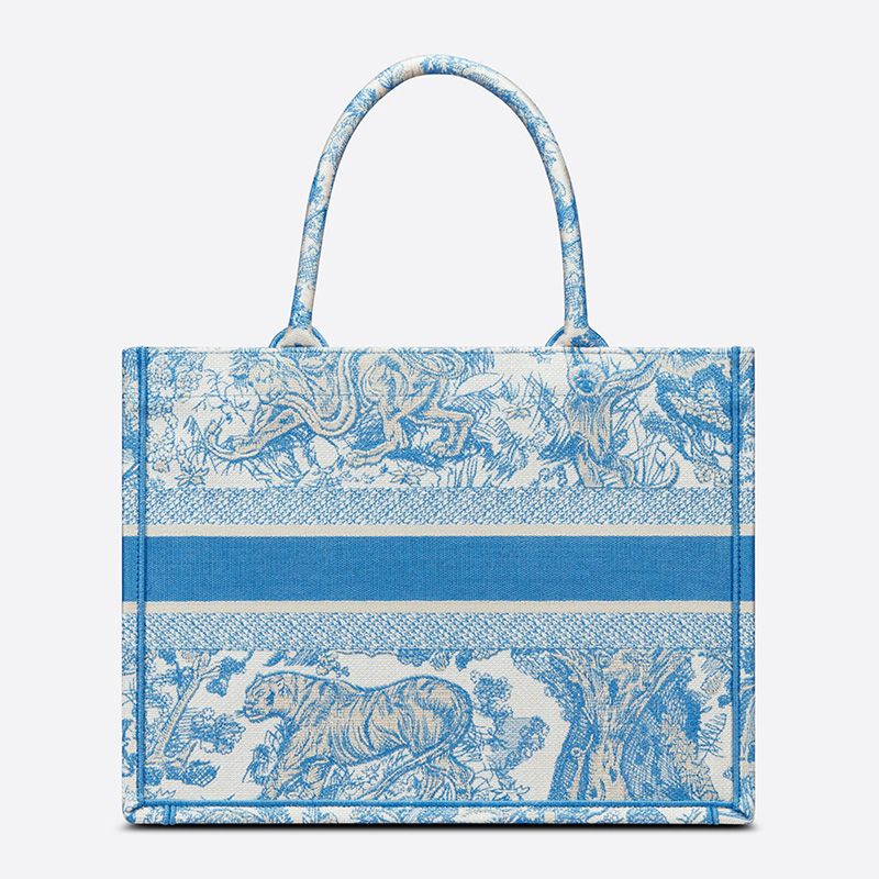Dior Book Tote In Toile De Jouy Motif Canvas Light Blue - Image 3