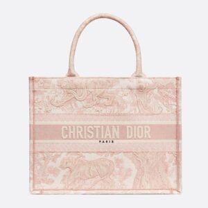 Dior Book Tote In Toile De Jouy Motif Canvas Pink