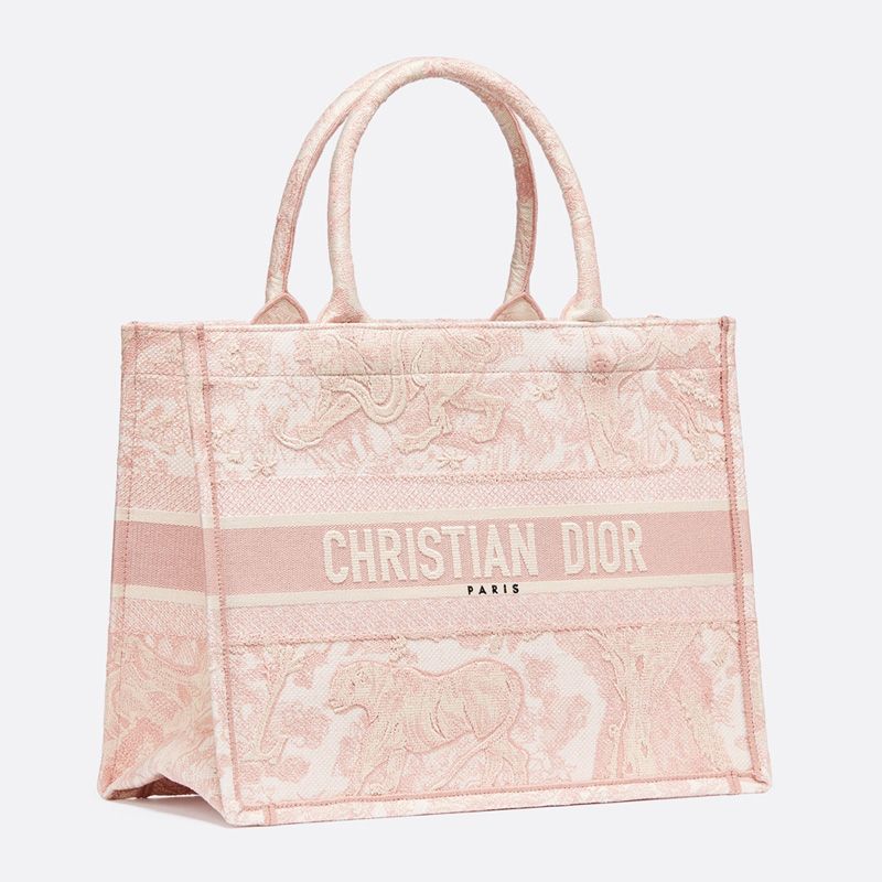 Dior Book Tote In Toile De Jouy Motif Canvas Pink - Image 2